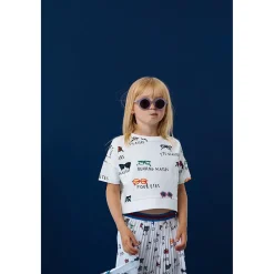 Beau Loves Long Sleeve T Shirts> Cropped Sweater, Ecru, Spectacles Aop