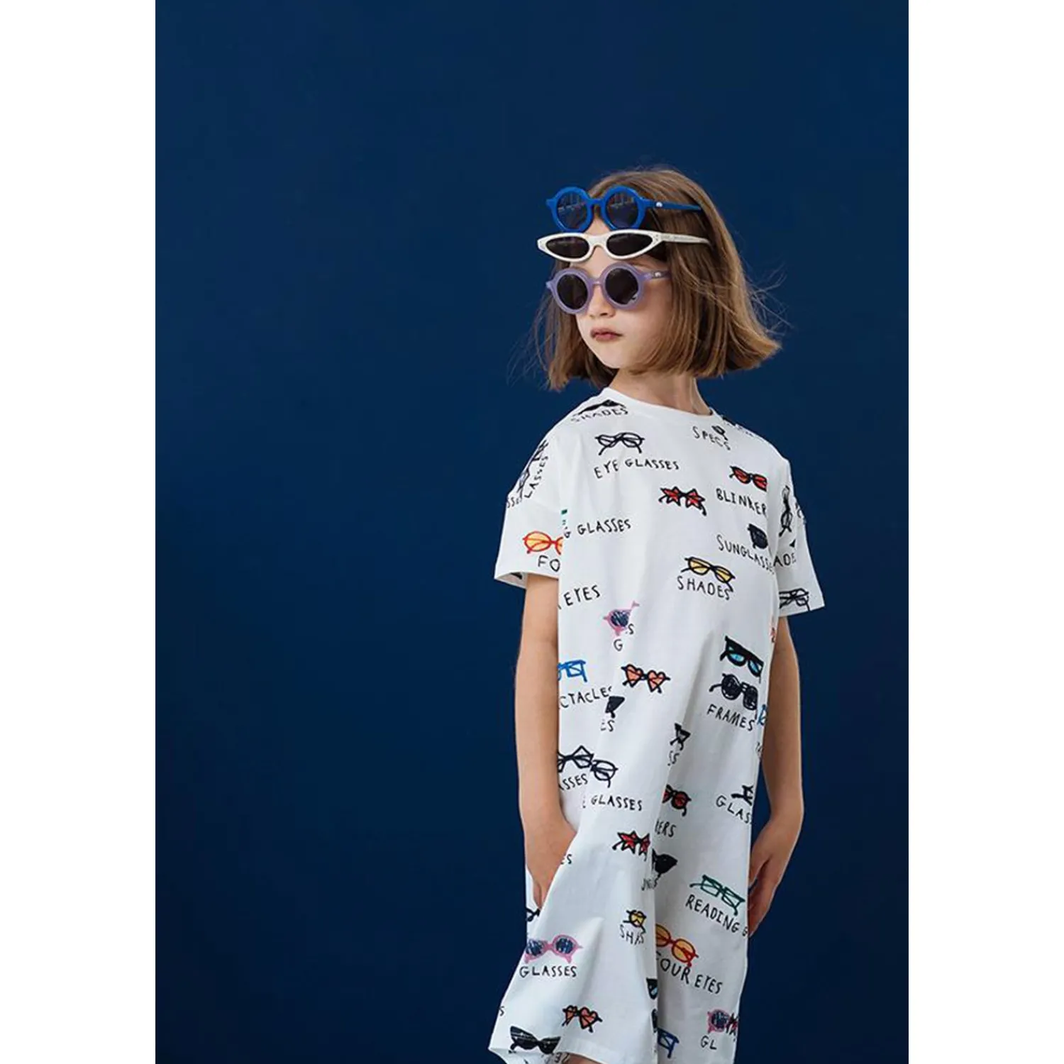 Beau Loves Overalls & Jumpsuits> Jersey T-Shirt Dress, Ecru, Spectacles Aop