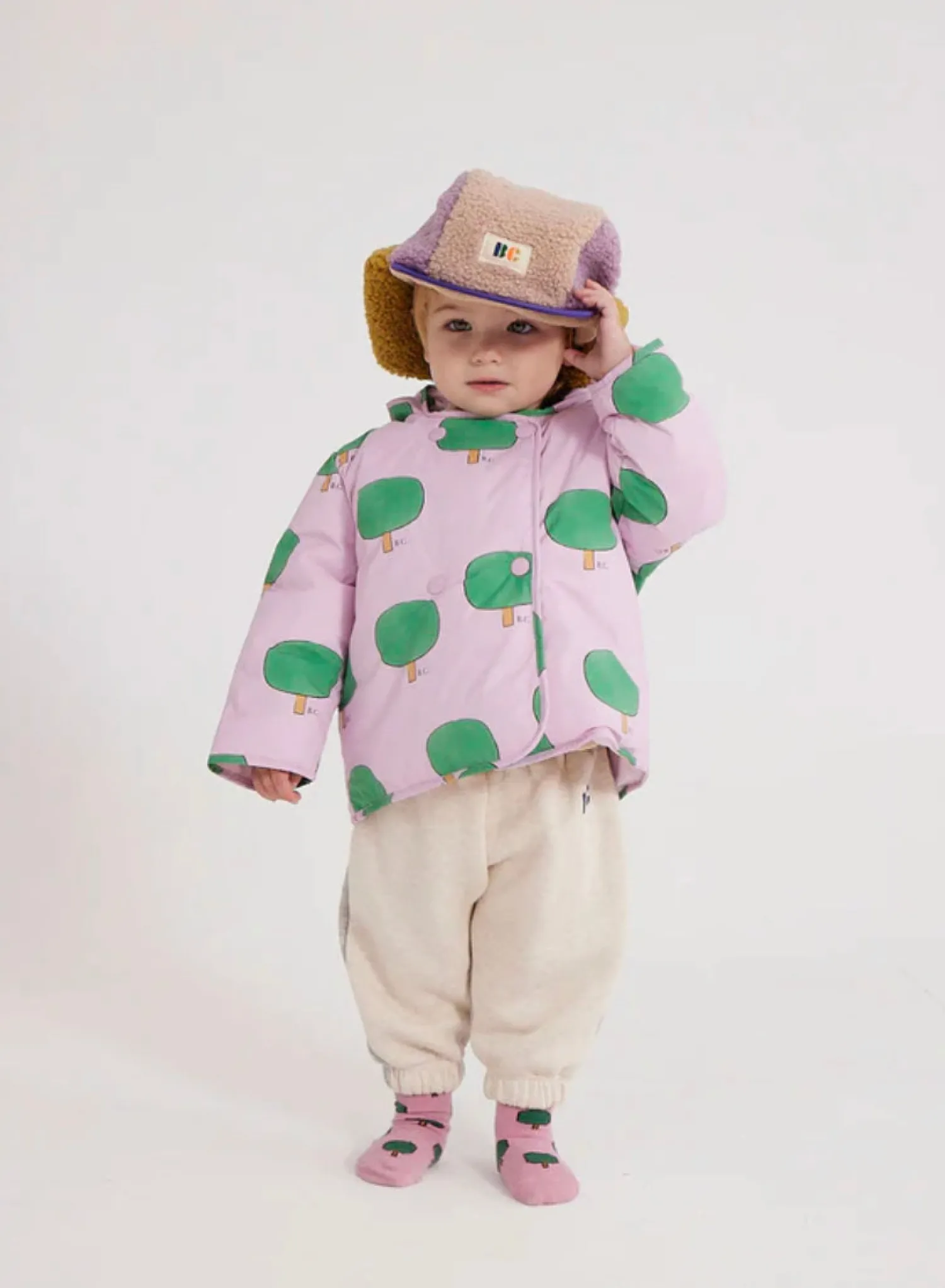 Bobo Choses Jackets> Baby Green Tree All Over Hooded Puffer Jacket