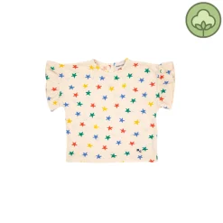 Bobo Choses T Shirts> Baby Multicolor Stars All Over Ruffle T-Shirt