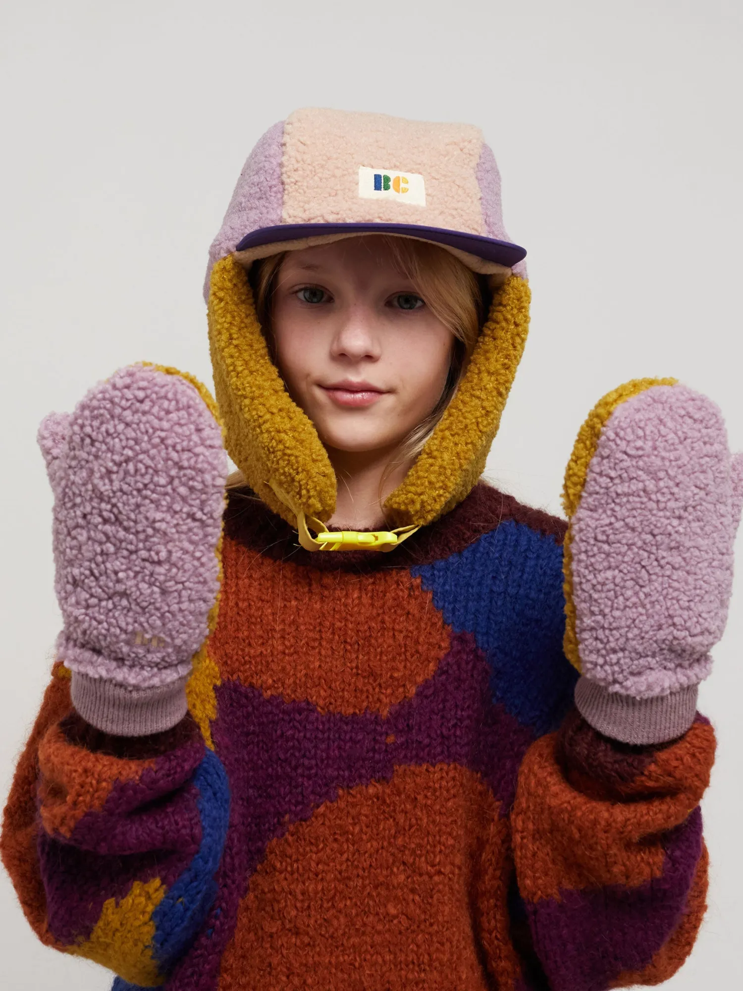 Bobo Choses Face Masks> Color Block Sheepskin Lavender Gloves