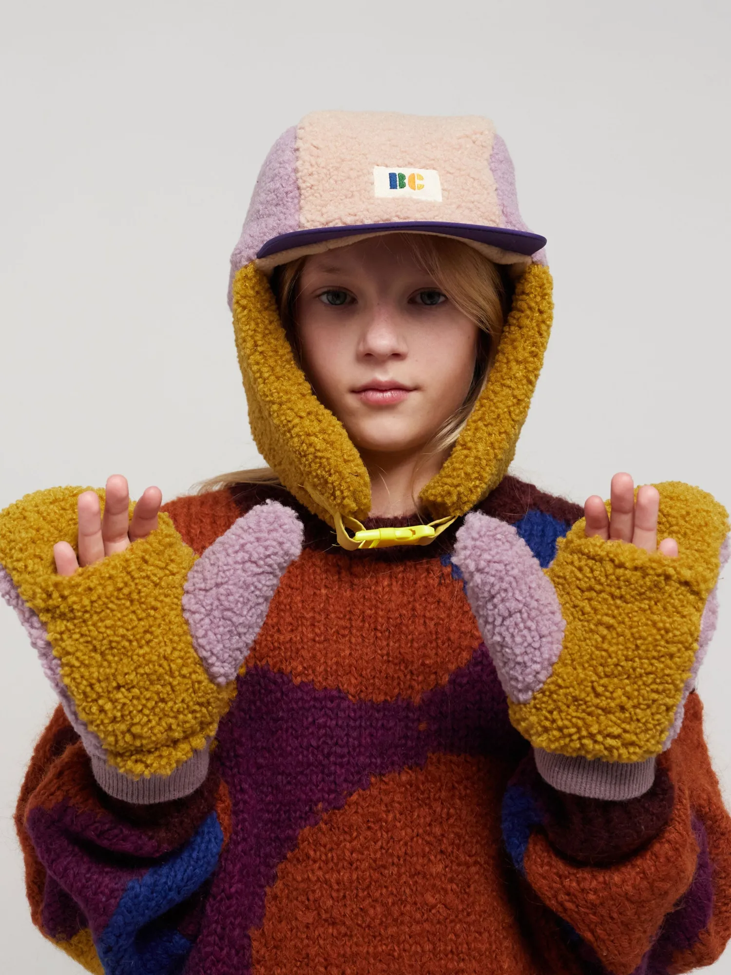 Bobo Choses Face Masks> Color Block Sheepskin Lavender Gloves