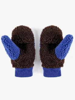 Bobo Choses Face Masks> Color Block Sheepskin Blue Gloves
