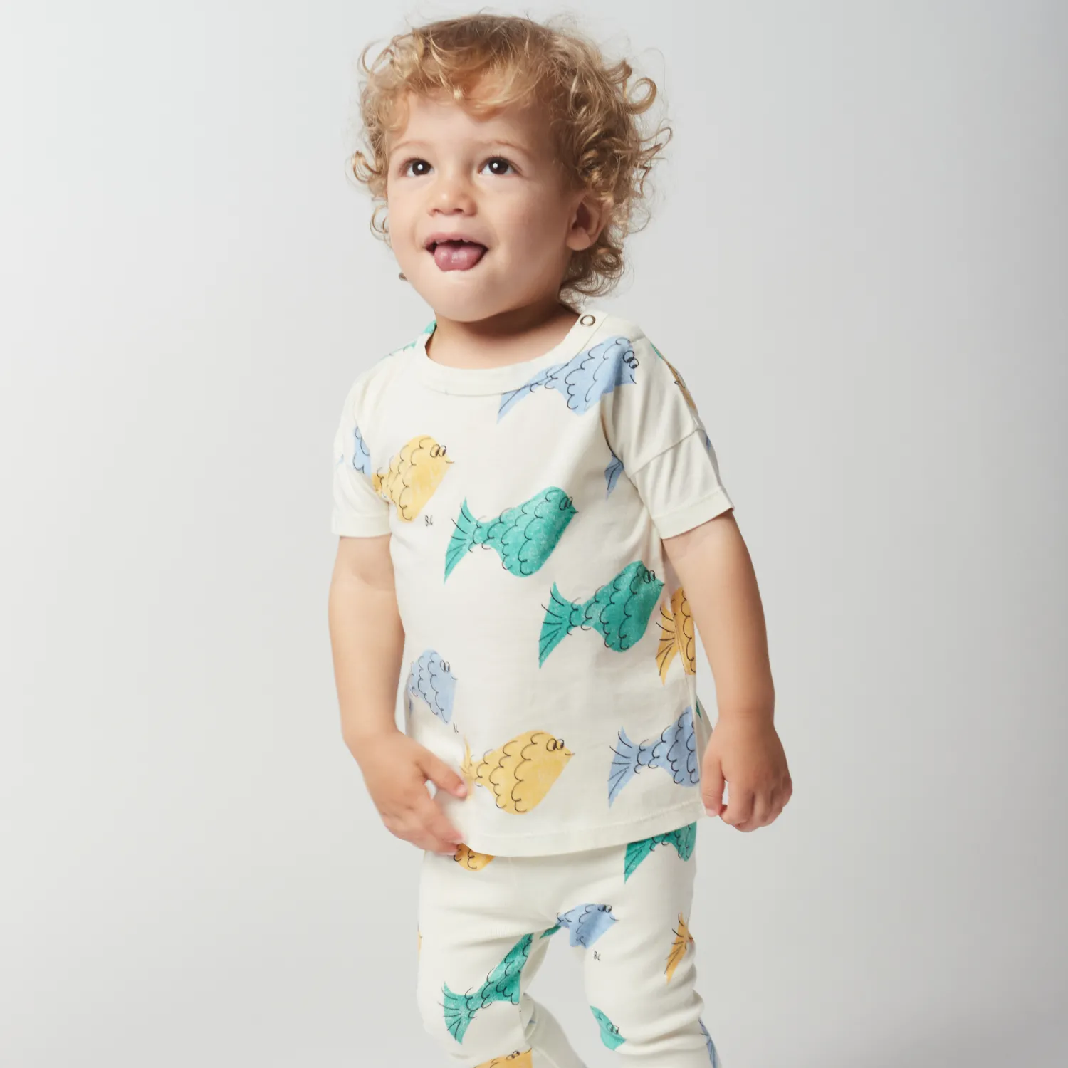 Bobo Choses T Shirts> Multicolor Fish All Over T Shirt