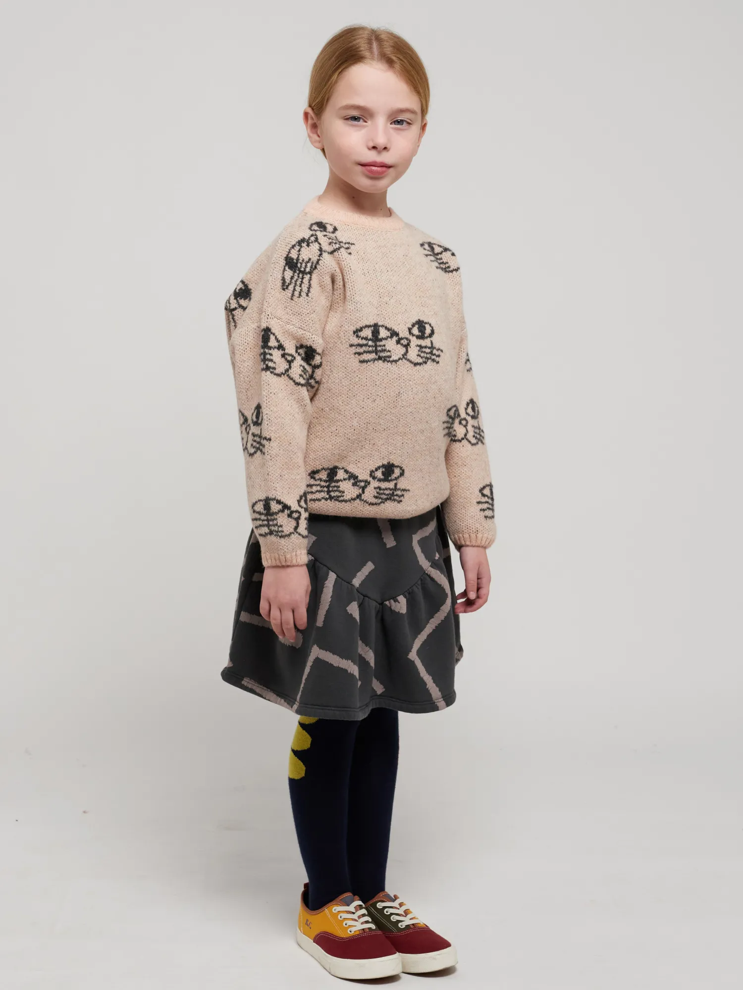 Bobo Choses Face Masks> Smiling Cat All Over Jacquard Jumper