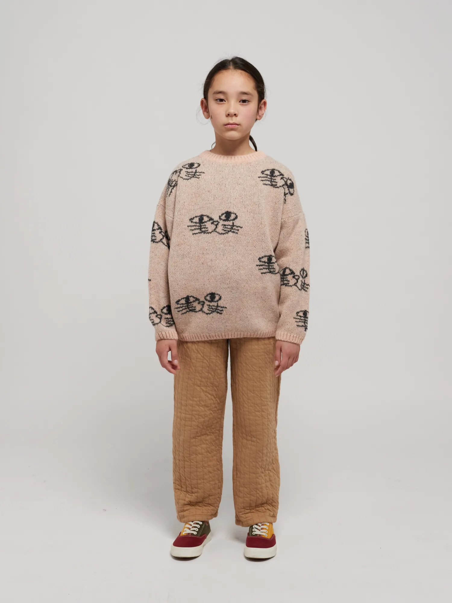Bobo Choses Face Masks> Smiling Cat All Over Jacquard Jumper