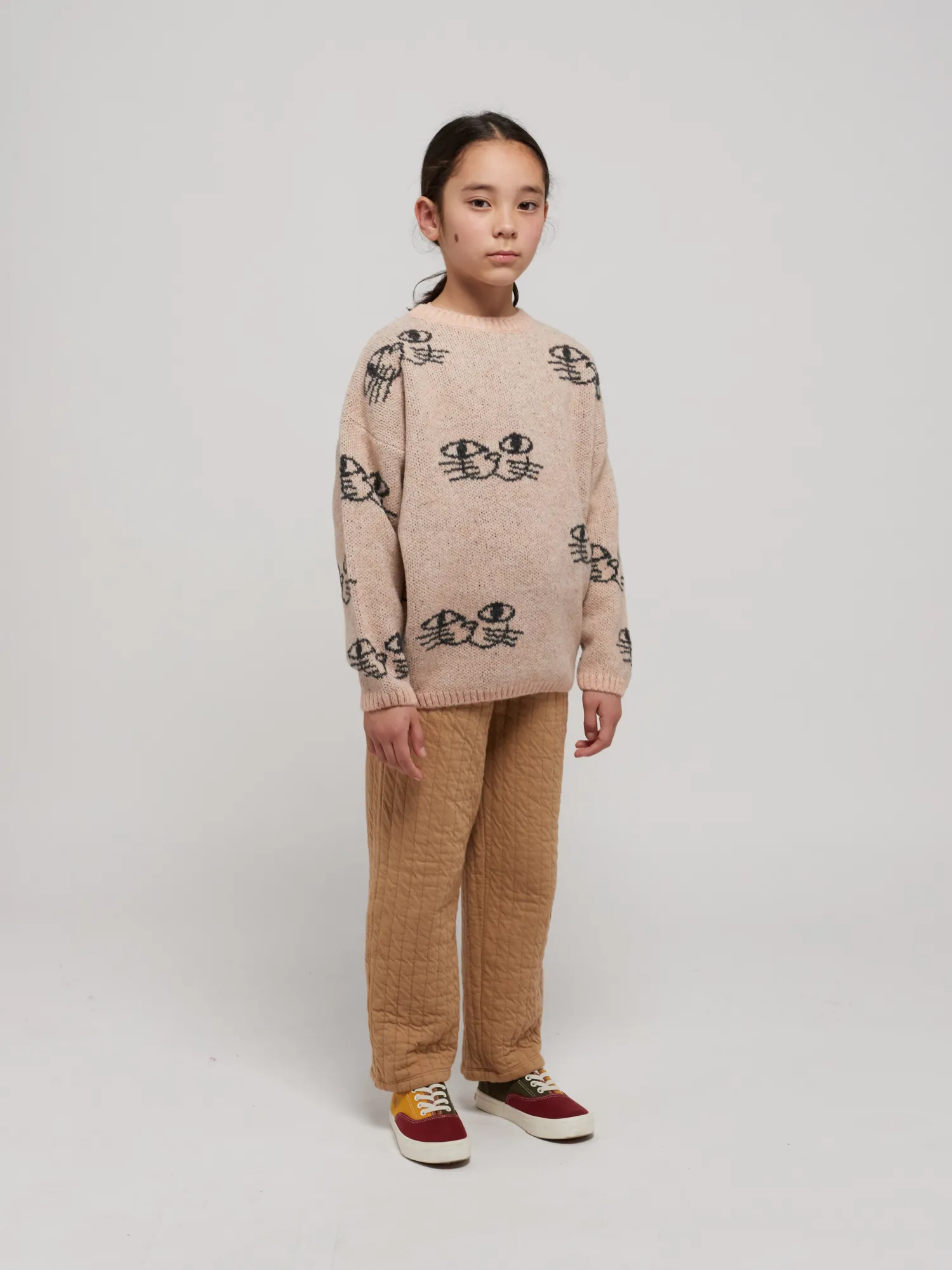 Bobo Choses Face Masks> Smiling Cat All Over Jacquard Jumper