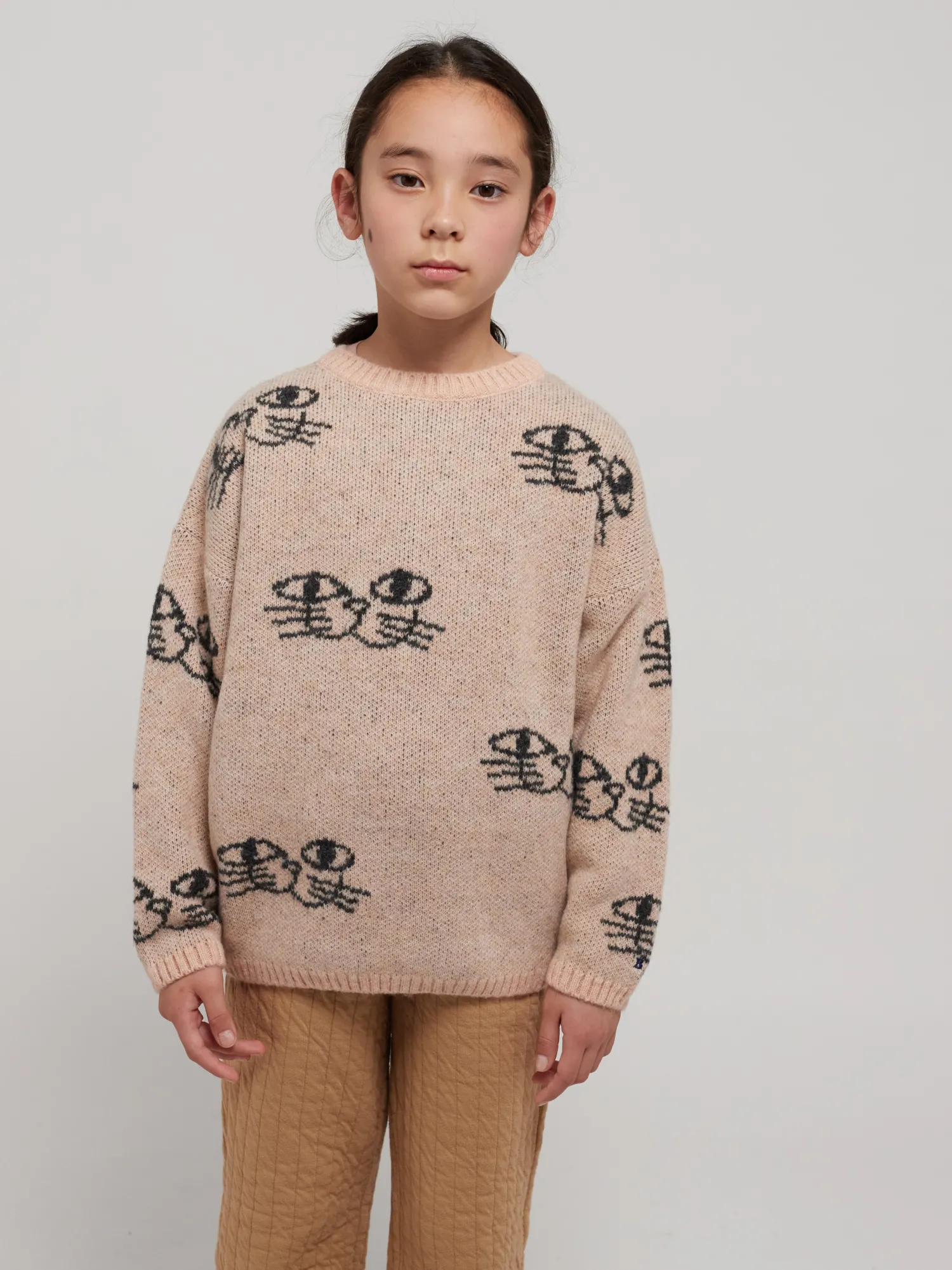 Bobo Choses Face Masks> Smiling Cat All Over Jacquard Jumper