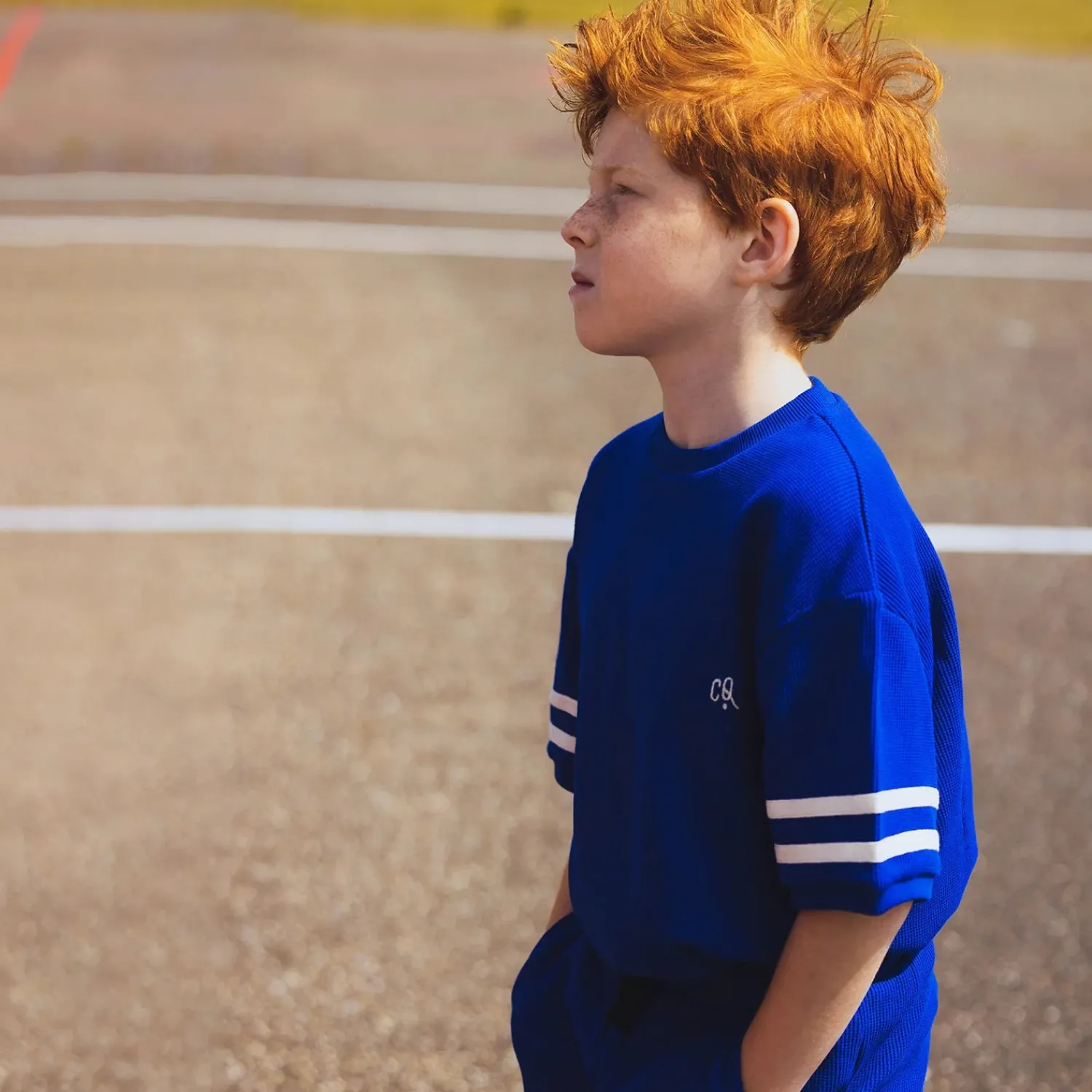 CARLIJNQ T Shirts> Marbles - Sweater Short Sleeve Wt Embroidery & Taping