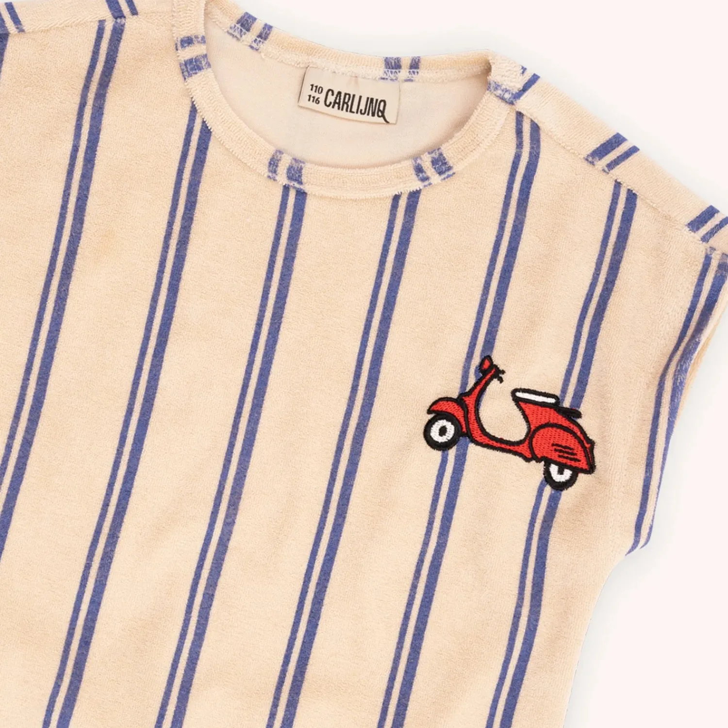 CARLIJNQ T Shirts> Stripes Blue - No Sleeve Shirt Boxed Wt Embroidery