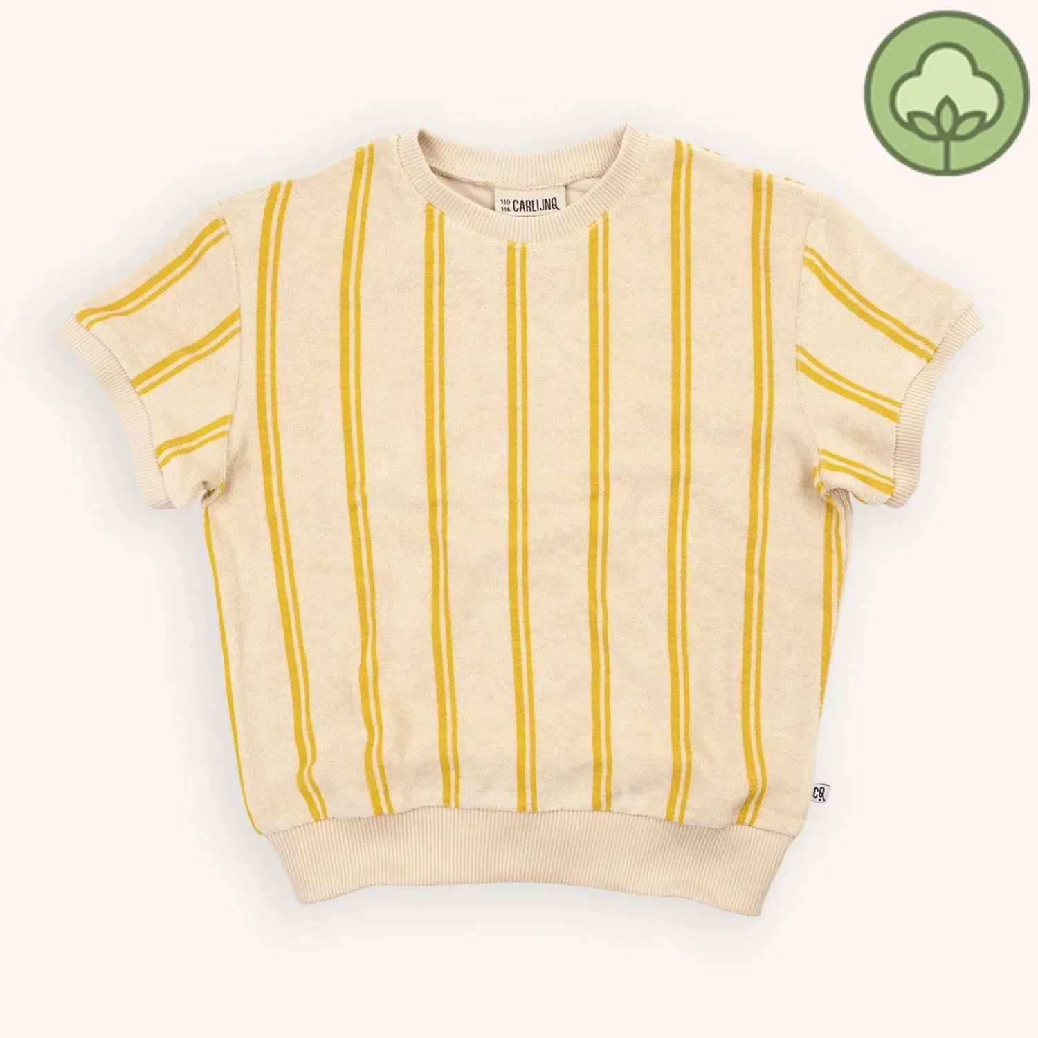 CARLIJNQ T Shirts> Stripes Yellow - Sweater Short Sleeve