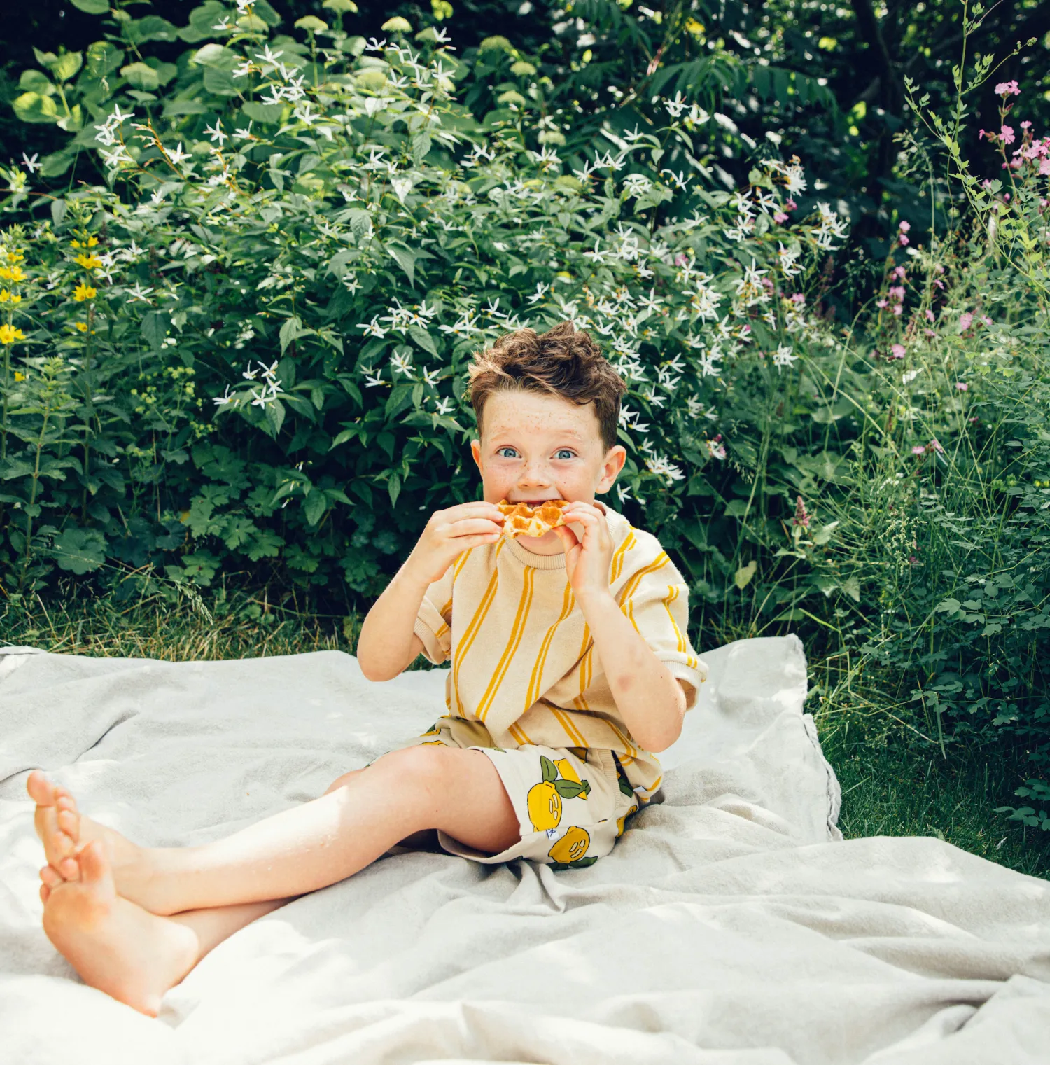 CARLIJNQ T Shirts> Stripes Yellow - Sweater Short Sleeve