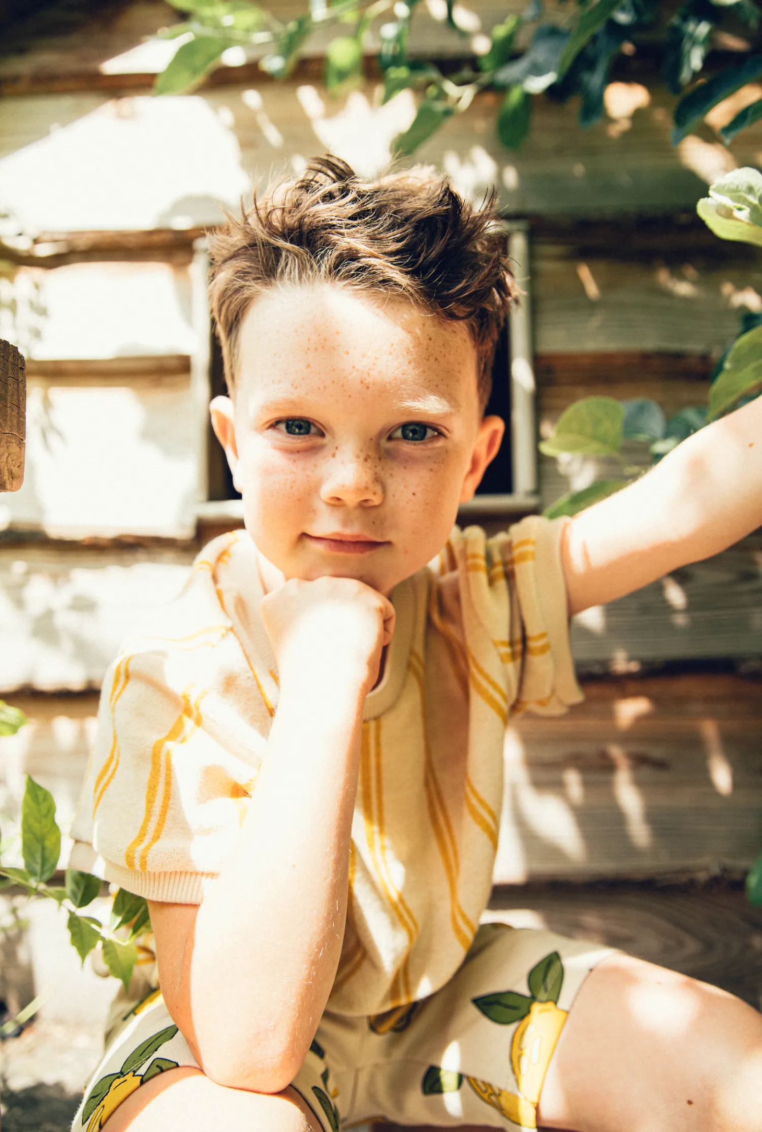 CARLIJNQ T Shirts> Stripes Yellow - Sweater Short Sleeve