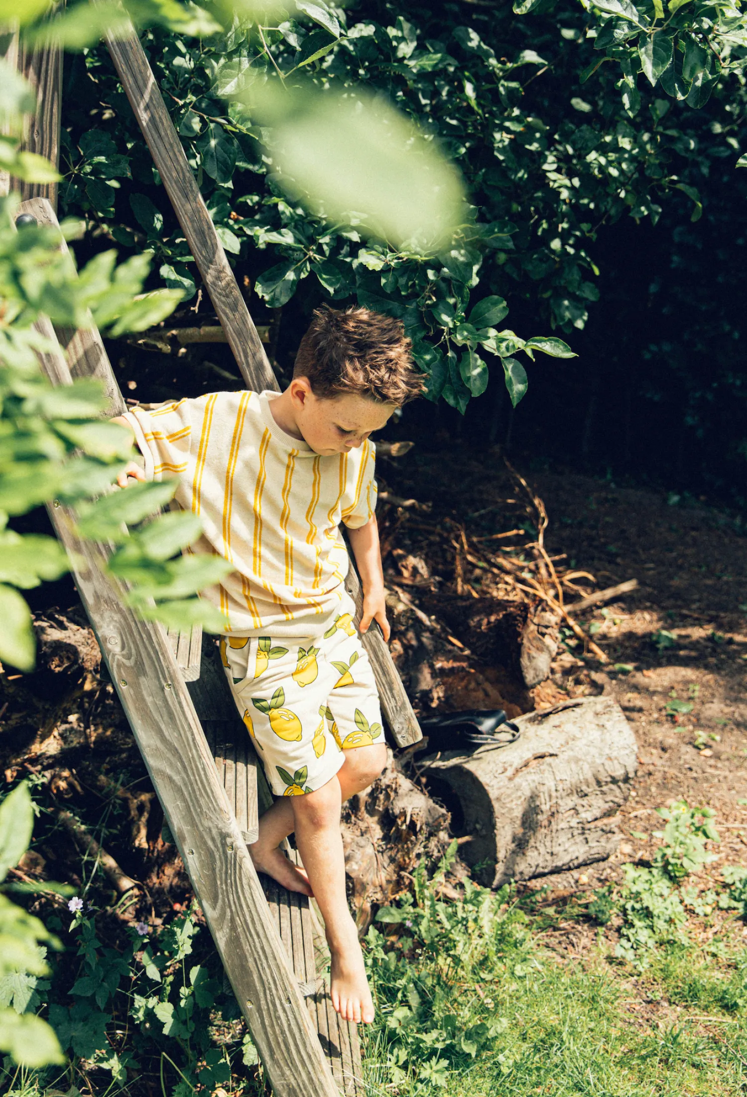 CARLIJNQ T Shirts> Stripes Yellow - Sweater Short Sleeve