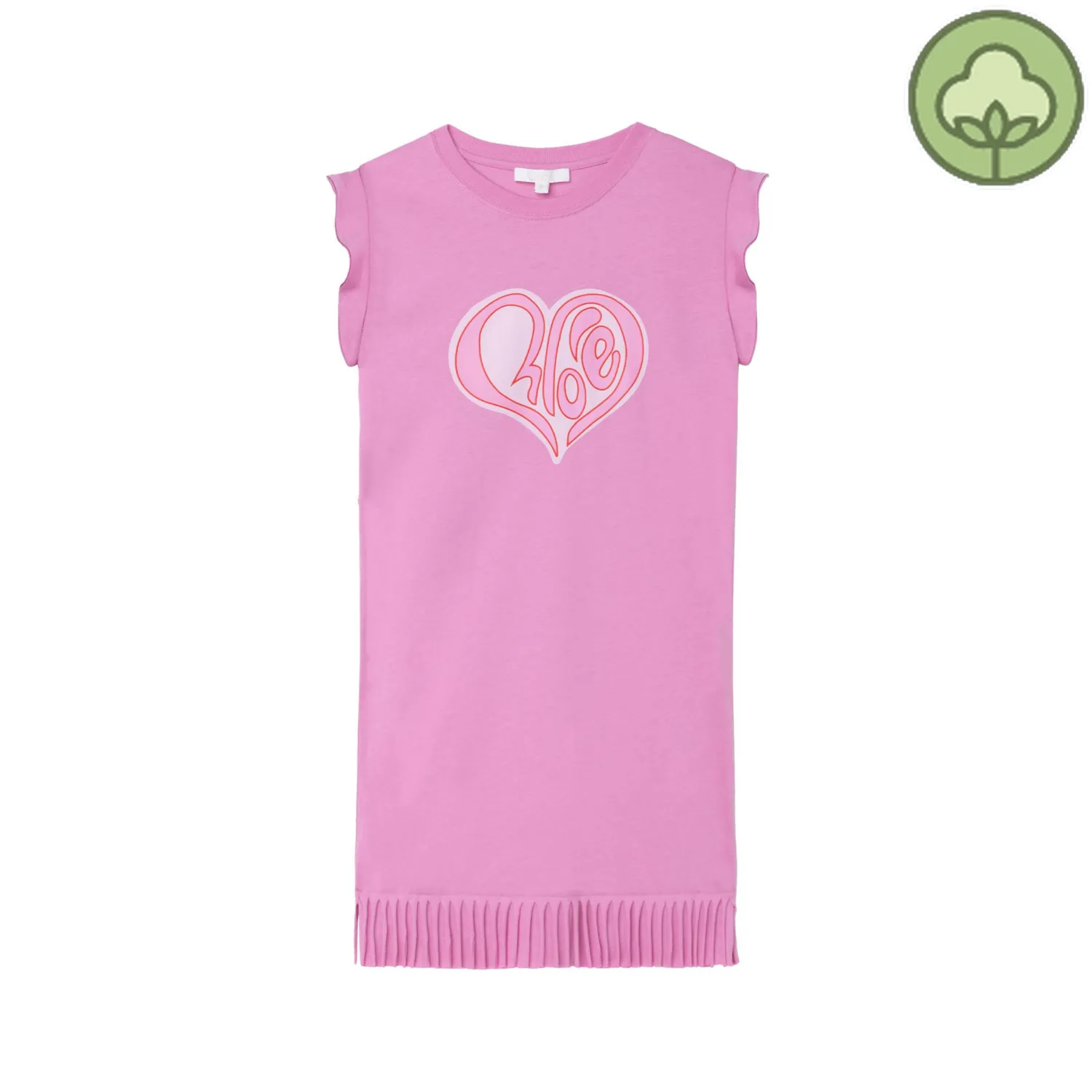 Chloé Kids Overalls & Jumpsuits>Chloe Kids Girl Heart Logo Jersey Dress Pink
