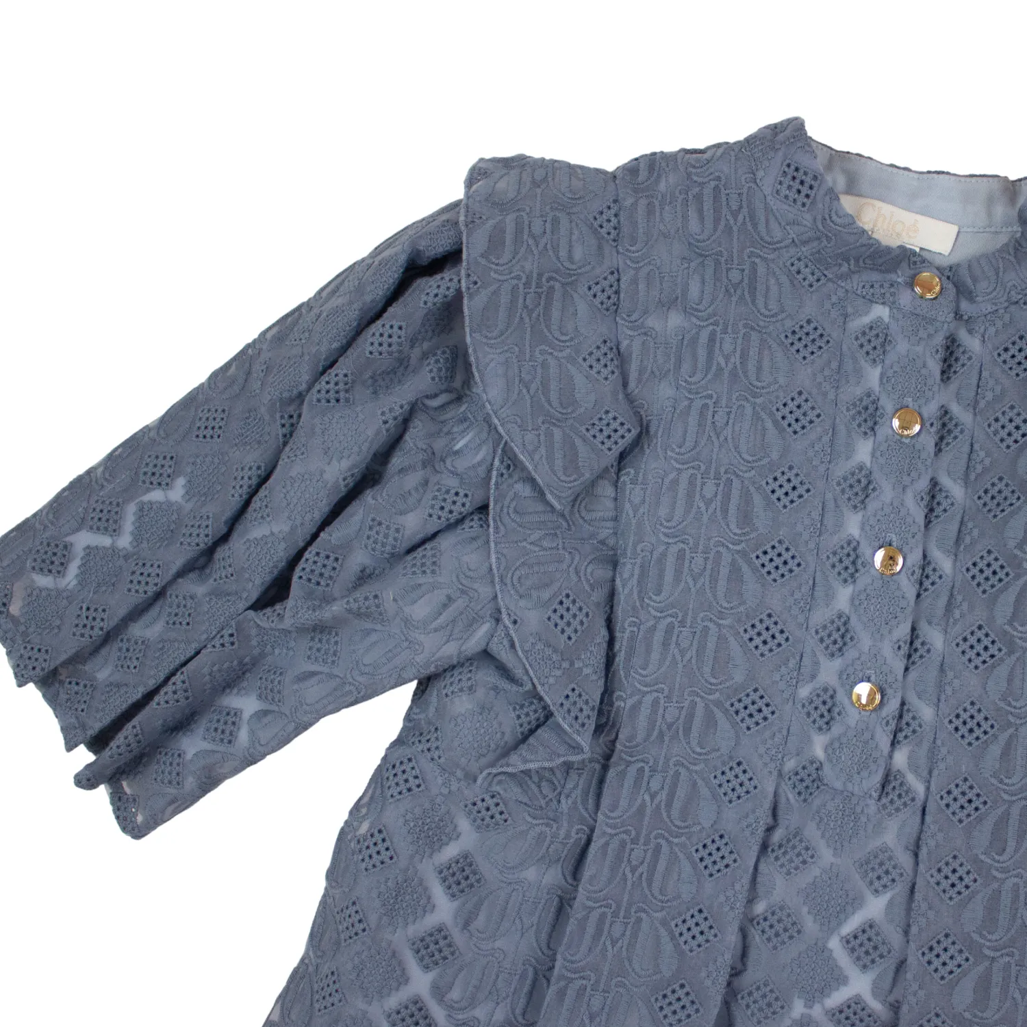 Chloé Kids Overalls & Jumpsuits>Chloe Kids Girls Blue Organza Couture Dress