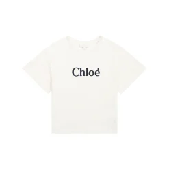 Chloé Kids Long Sleeve T Shirts>Chloe Kids Logo T Shirt Off White Mini Me