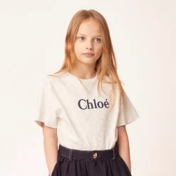Chloé Kids Long Sleeve T Shirts>Chloe Kids Logo T Shirt Pale Pink Mini Me