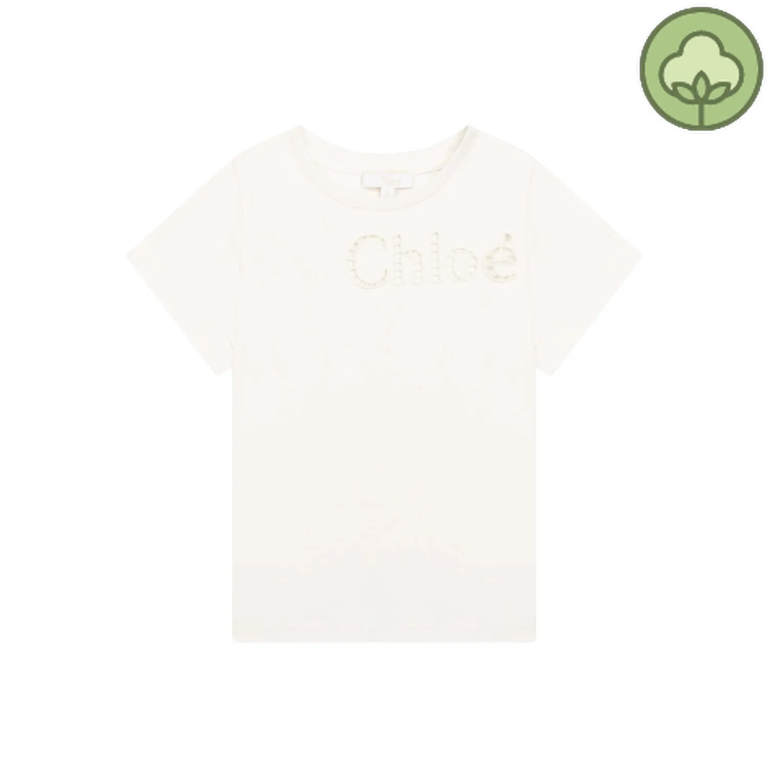 Chloé Kids Long Sleeve T Shirts>Chloe Kids Perforated T Shirt Off White Mini Me