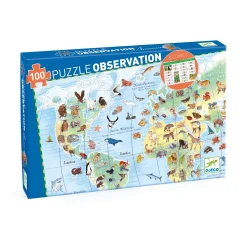 Djeco Face Masks> Observation World'S Animals 100-Piece Puzzle And Booklet