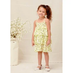 Lil Lemons By For Love And Lemons Overalls & Jumpsuits>Lil Lemons Sunshine Tiered Dress Yellow