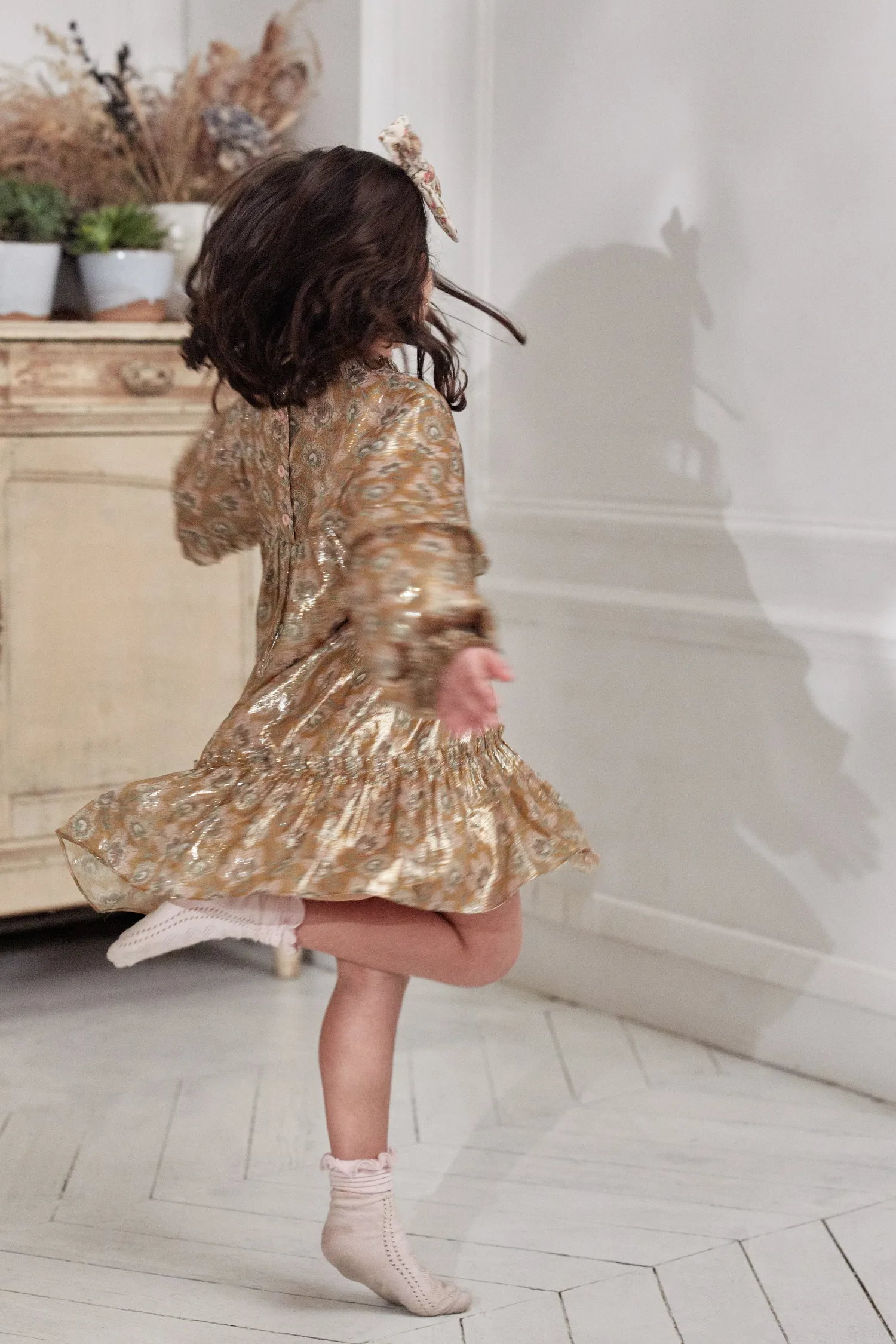 Louise Misha Overalls & Jumpsuits> Agatha Dress Saffron Lurex Flowers