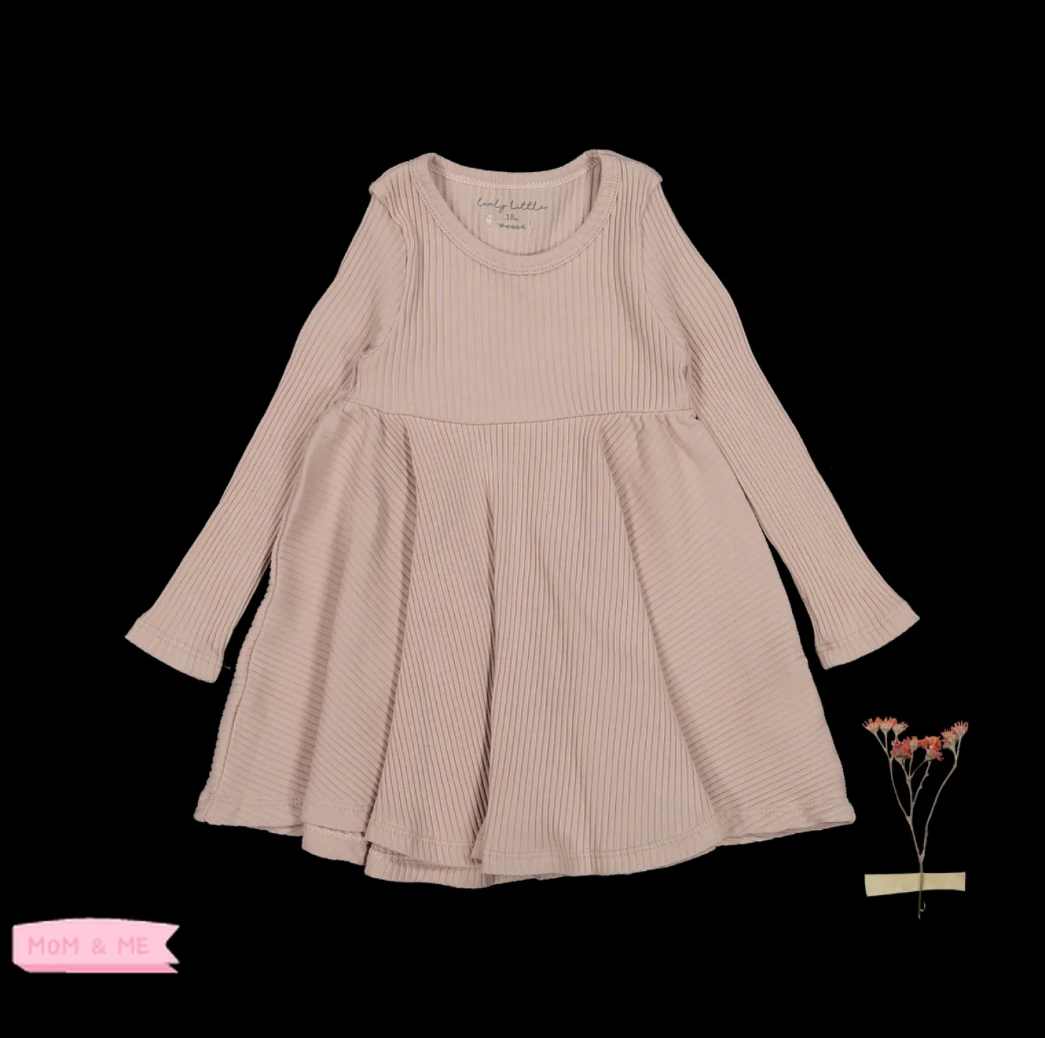 Lovely Littles Overalls & Jumpsuits>Lovley Littles The Ribbed Long Sleeve Dress Mauve