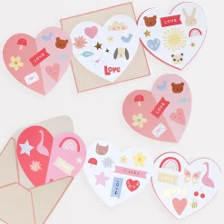 Meri Meri Face Masks> Heart Concertina Valentine Cards & Stickers (X 12)
