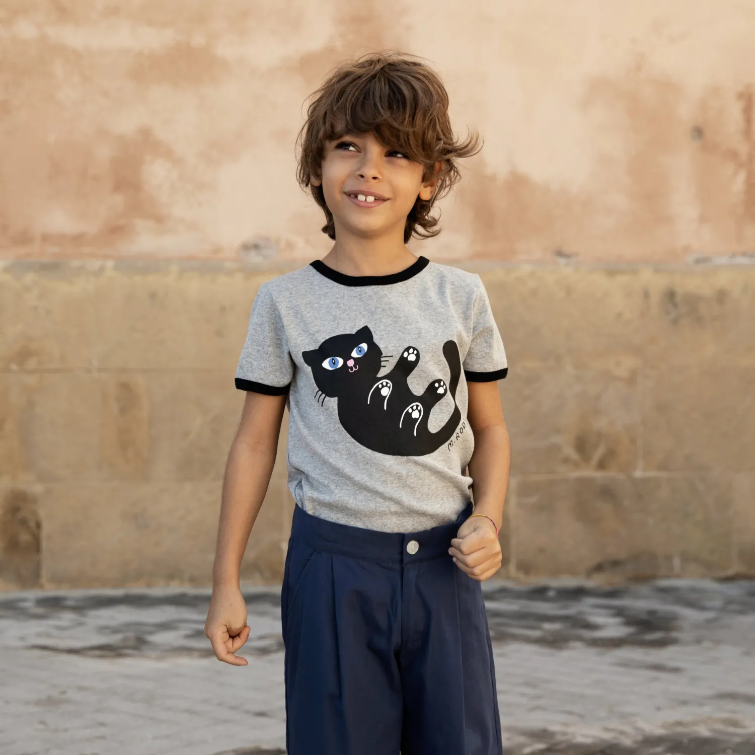 Mini Rodini Long Sleeve T Shirts> Baby Cat T-Shirt Grey Melange