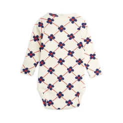 Mini Rodini Onesies> Flower Check Aop Long Sleeve Body