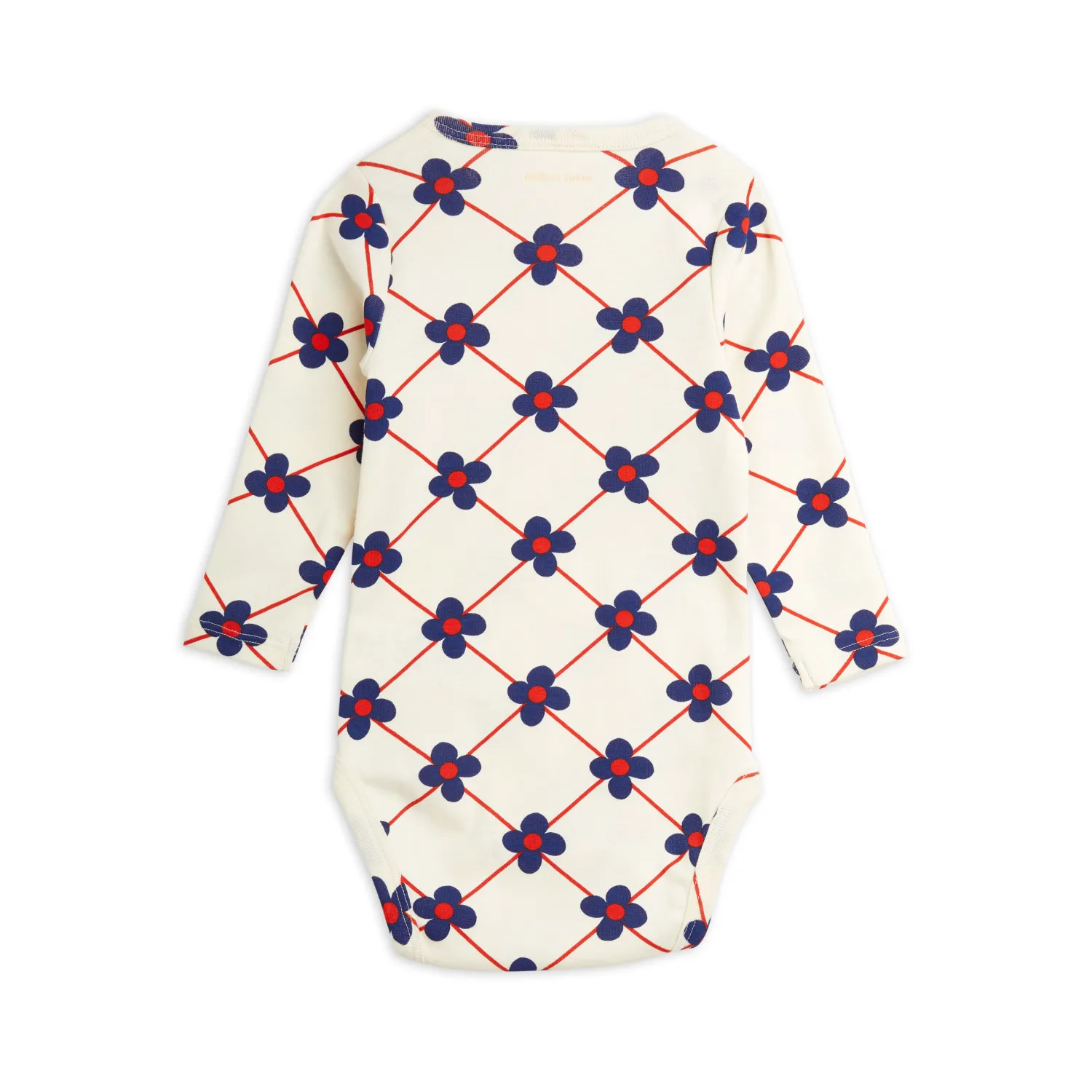 Mini Rodini Onesies> Flower Check Aop Long Sleeve Body
