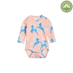 Mini Rodini Onesies> Horses Long Sleeve Bodysuit