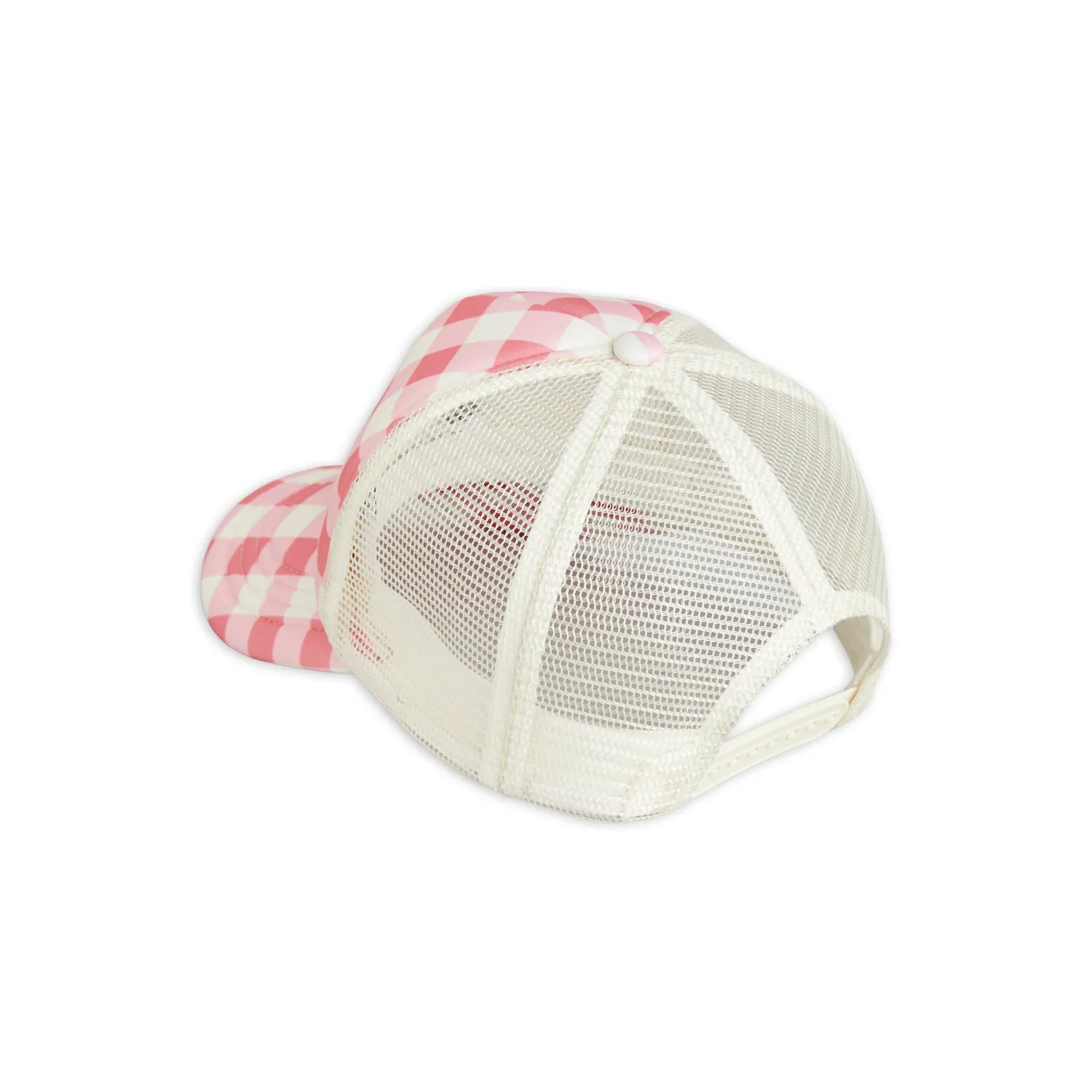 Mini Rodini Hats> Panda Gingham Check Cap Pink
