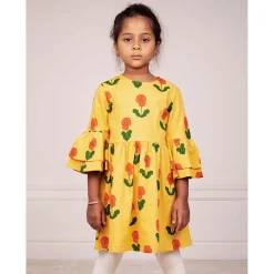 Mini Rodini Overalls & Jumpsuits> Violas Woven Flared Sleeve Dress Yellow