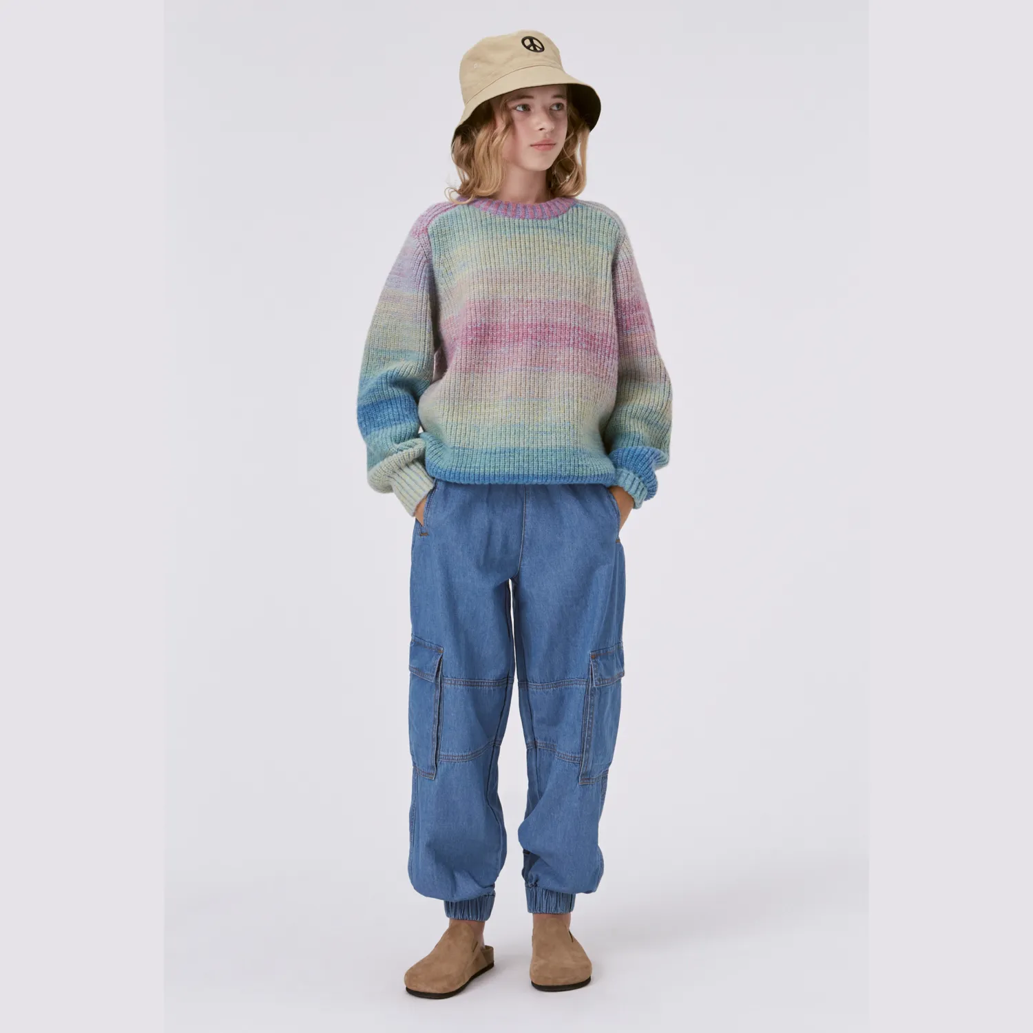 Molo Kids Face Masks>Molo Bosse Space Dye Wool Knit Jumper Pastel Melange