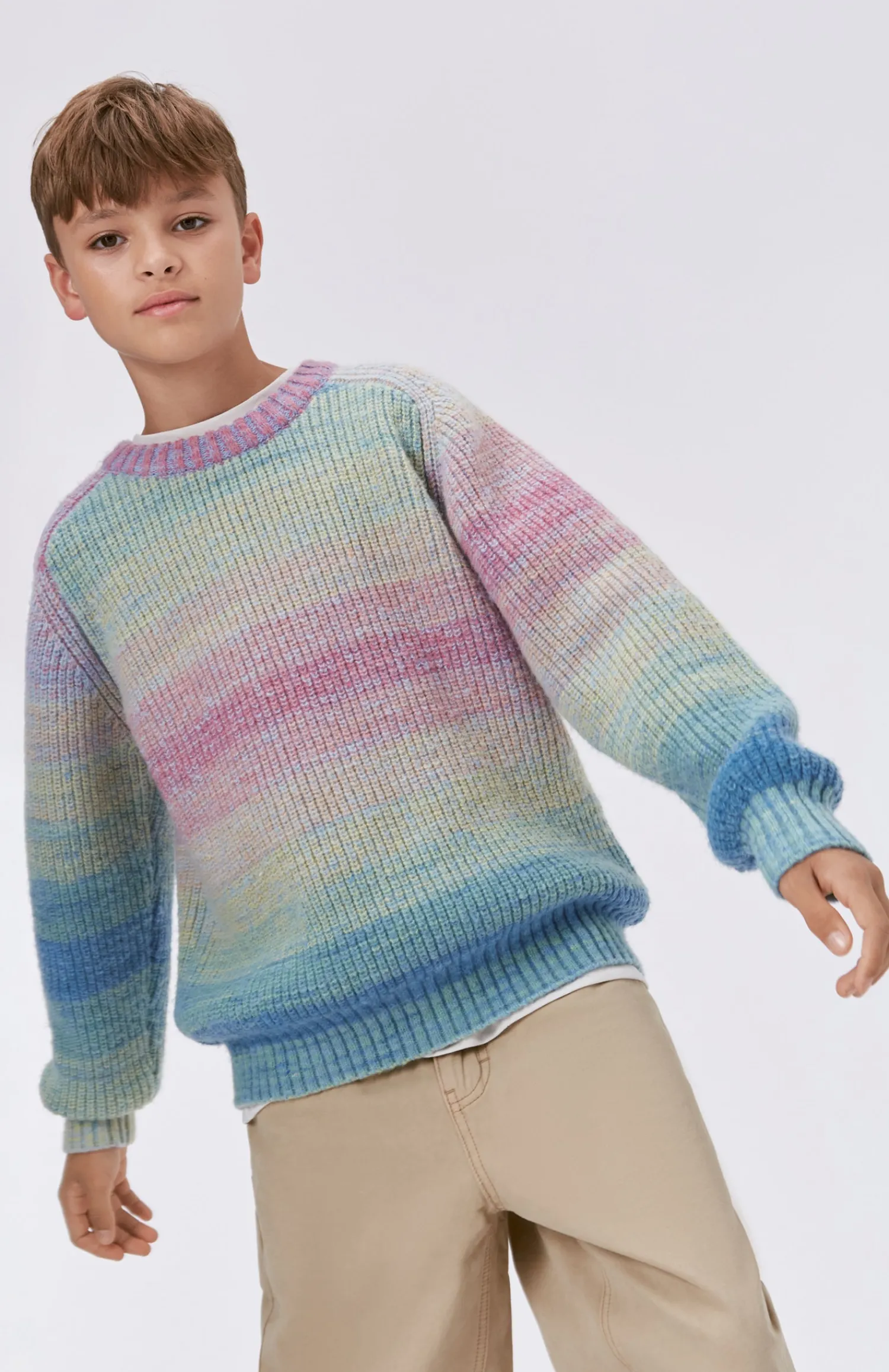 Molo Kids Face Masks>Molo Bosse Space Dye Wool Knit Jumper Pastel Melange