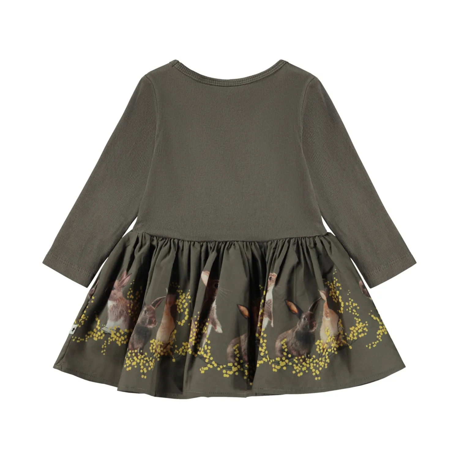 Molo Kids Dresses>Molo Candi Mimosa Bunnies Long Sleeve Baby Dress