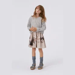 Molo Kids Overalls & Jumpsuits>Molo Cissa Pony Family Beige Horse Print Dress