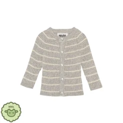 Molo Kids Cardigans> Bendix Grey Stripe Baby Knit Cardigan