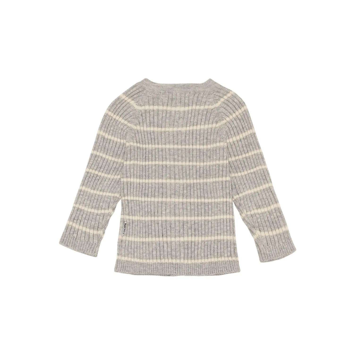 Molo Kids Cardigans> Bendix Grey Stripe Baby Knit Cardigan