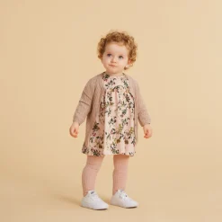 Molo Kids Cardigans> Georgette Oatmeal Melange Baby Knit Cardigan