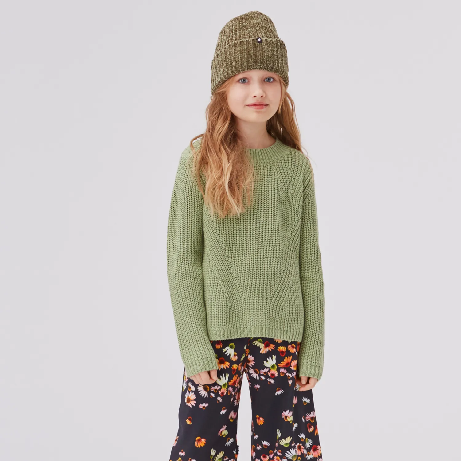 Molo Kids Face Masks> Gillis Vintage Green Organic Knit Sweater