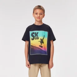 Molo Kids T Shirts> Sk8 Rainbow Black Rame T Shirt