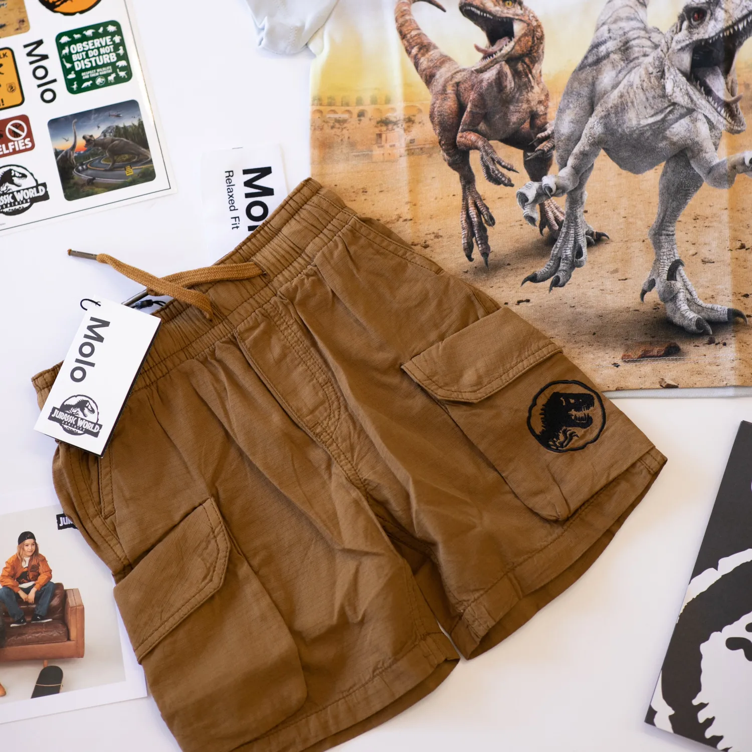 Molo Kids Shorts>Molo X Jurassic World Kids Argod Earthy Shorts