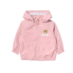 Moschino Jackets> Baby Bear Toy Rattle Hooded Jacket Pink