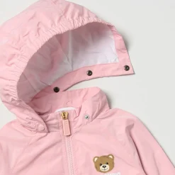 Moschino Jackets> Baby Bear Toy Rattle Hooded Jacket Pink
