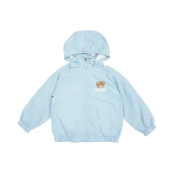 Moschino Jackets> Baby Bear Toy Rattle Hooded Jacket Baby Blue
