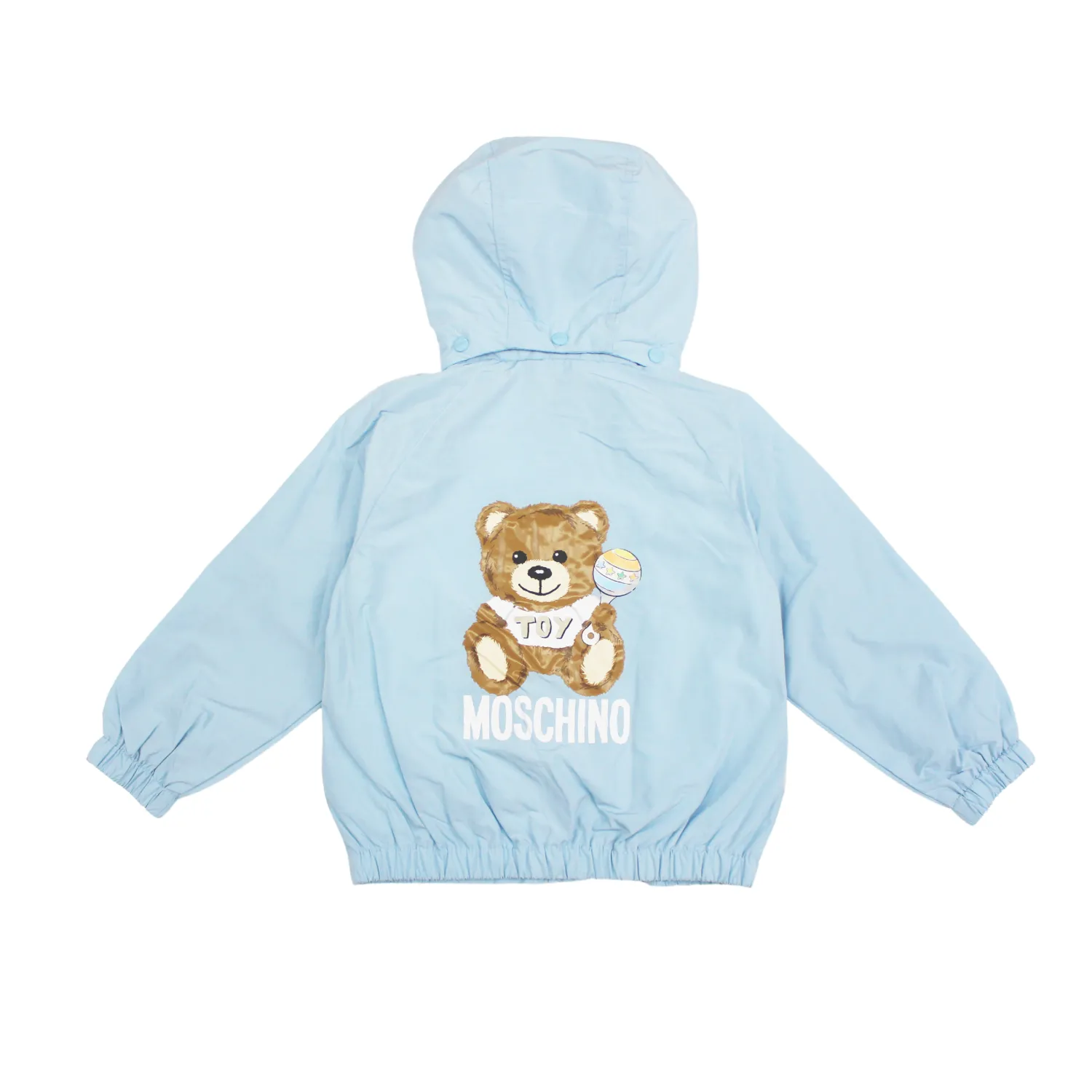 Moschino Jackets> Baby Bear Toy Rattle Hooded Jacket Baby Blue