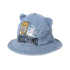 Moschino Hats> Baby Blue Denim Teddy Bear Sun Hat