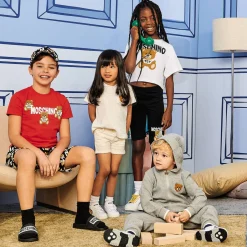 Moschino T Shirts> Baby Ivory Cotton Teddy Bear T-Shirt